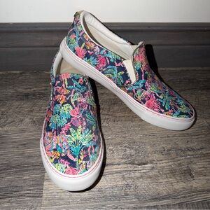 Lilly Pulitzer Slip On Sneakers Floral Print Canvas Shoes Women’s 8.5